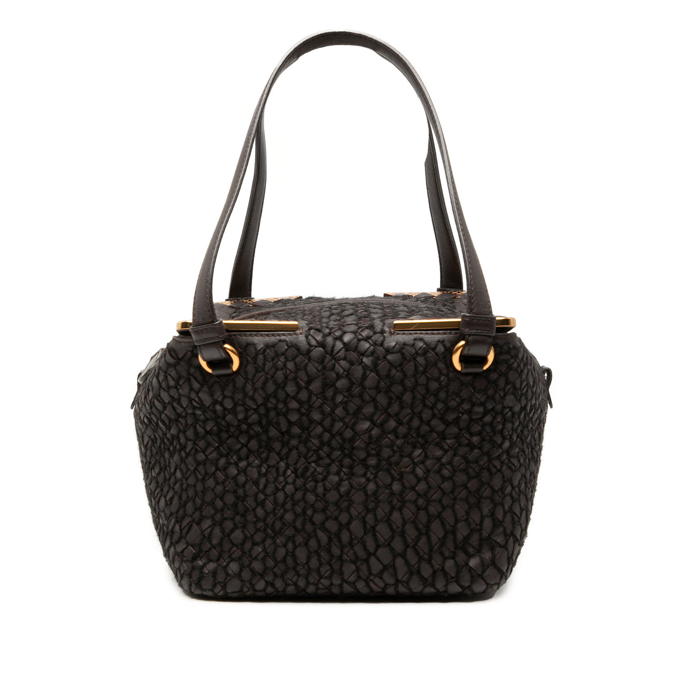 Nappa Intrecciato Stitched Metal Edge Cube Handbag - Image 1