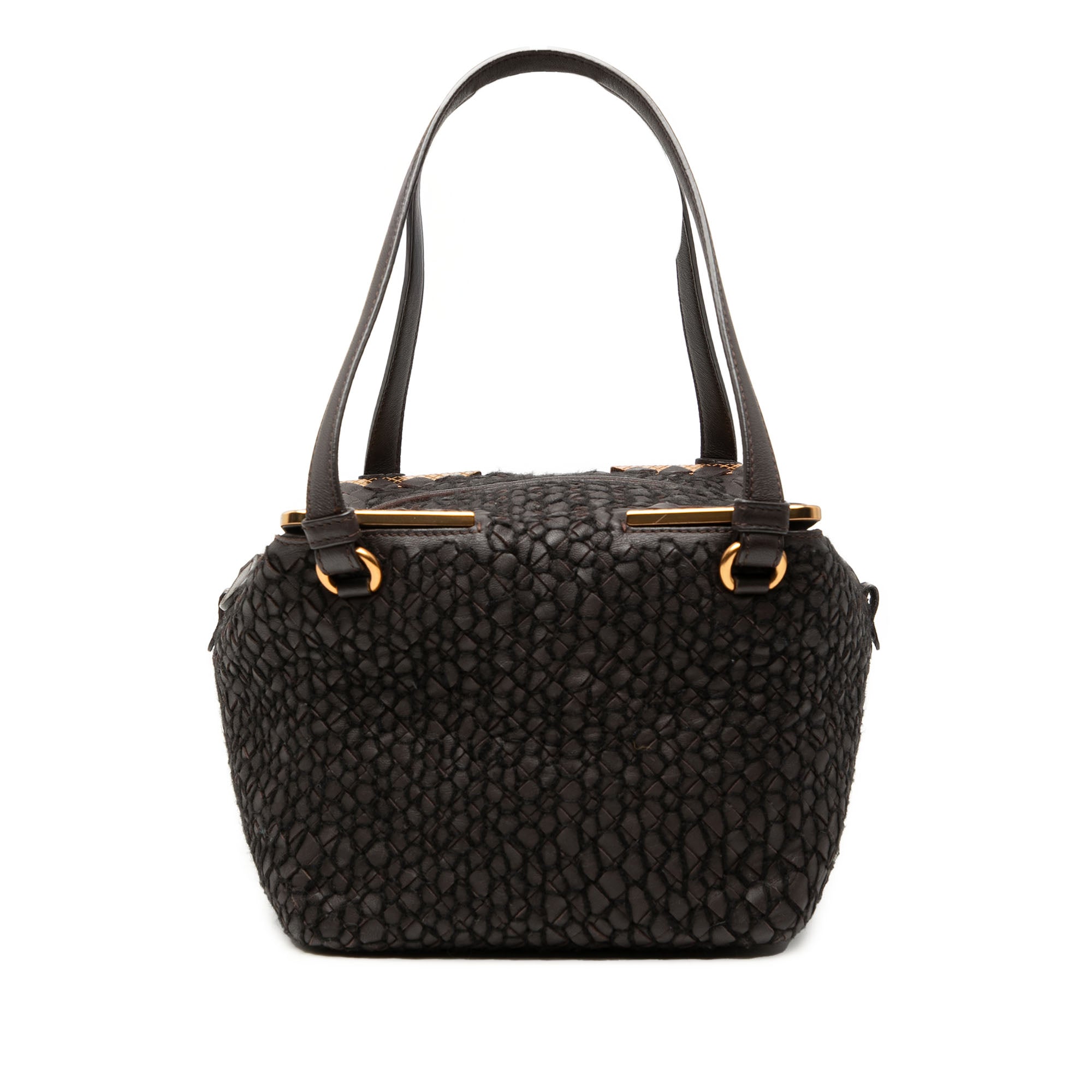 Nappa Intrecciato Stitched Metal Edge Cube Handbag - Image 1