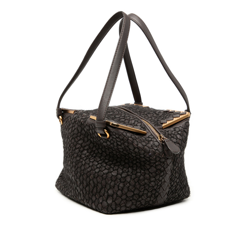 Nappa Intrecciato Stitched Metal Edge Cube Handbag - Image 2