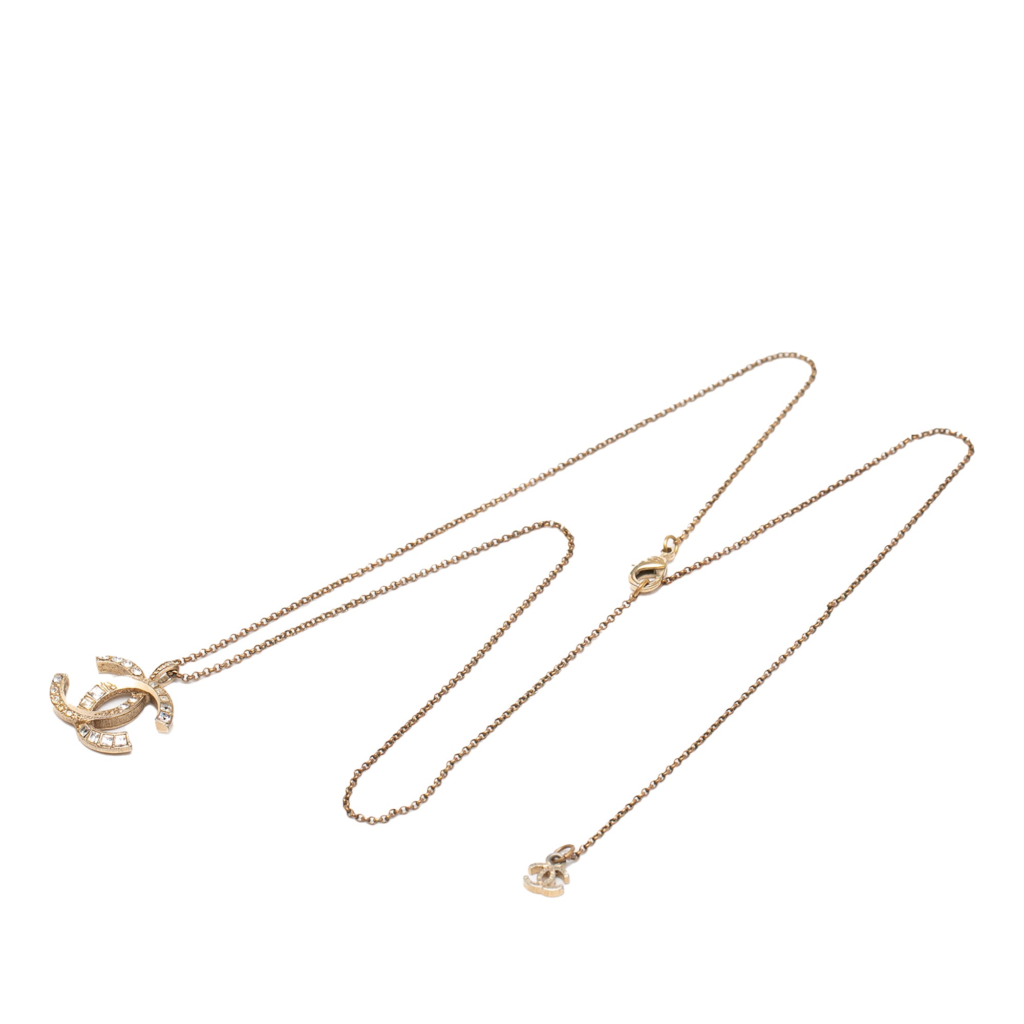 Gold Plated CC Crystal Pendant Necklace - Image 1