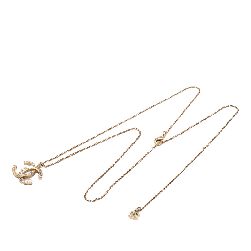Gold Plated CC Crystal Pendant Necklace