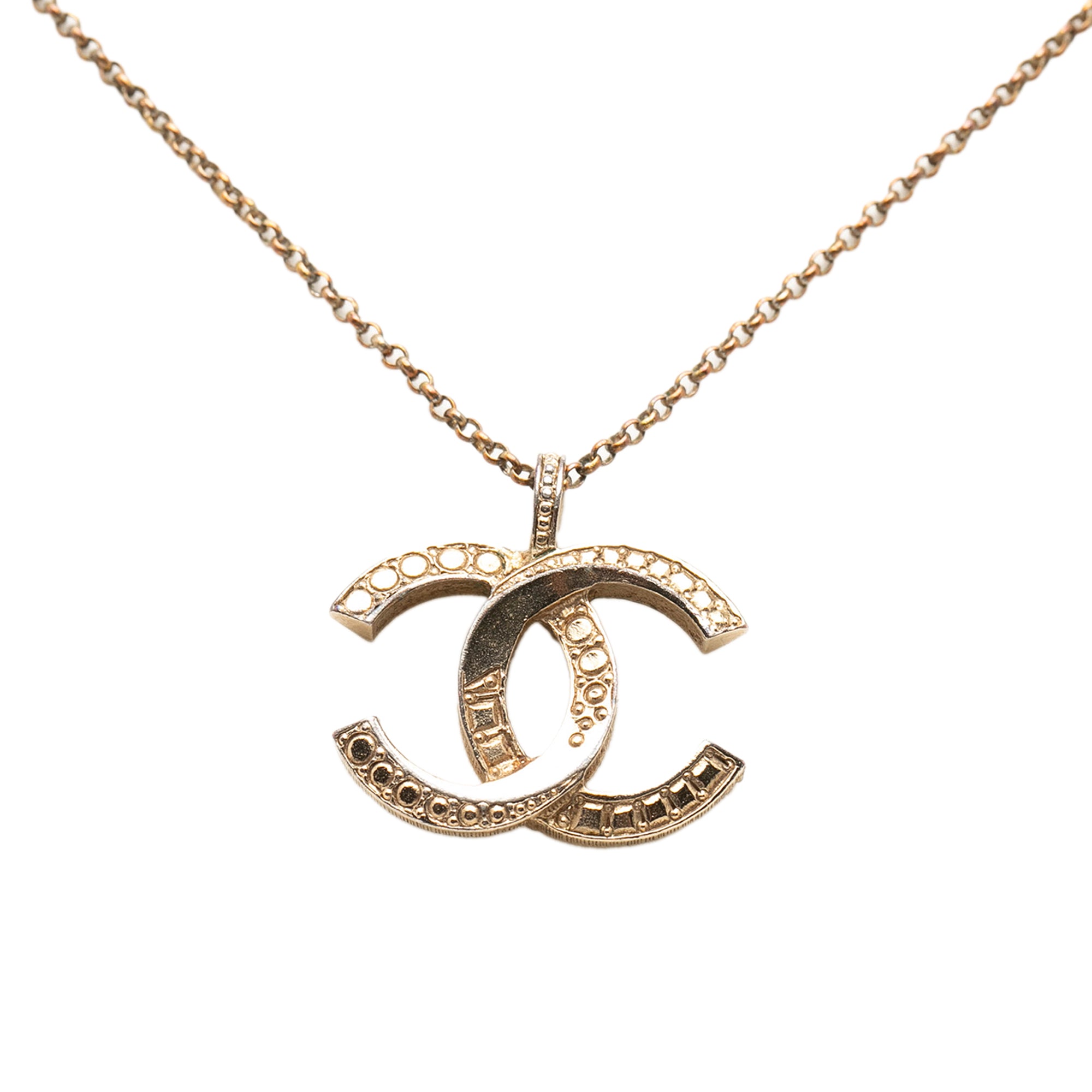 Gold Plated CC Crystal Pendant Necklace - Image 3