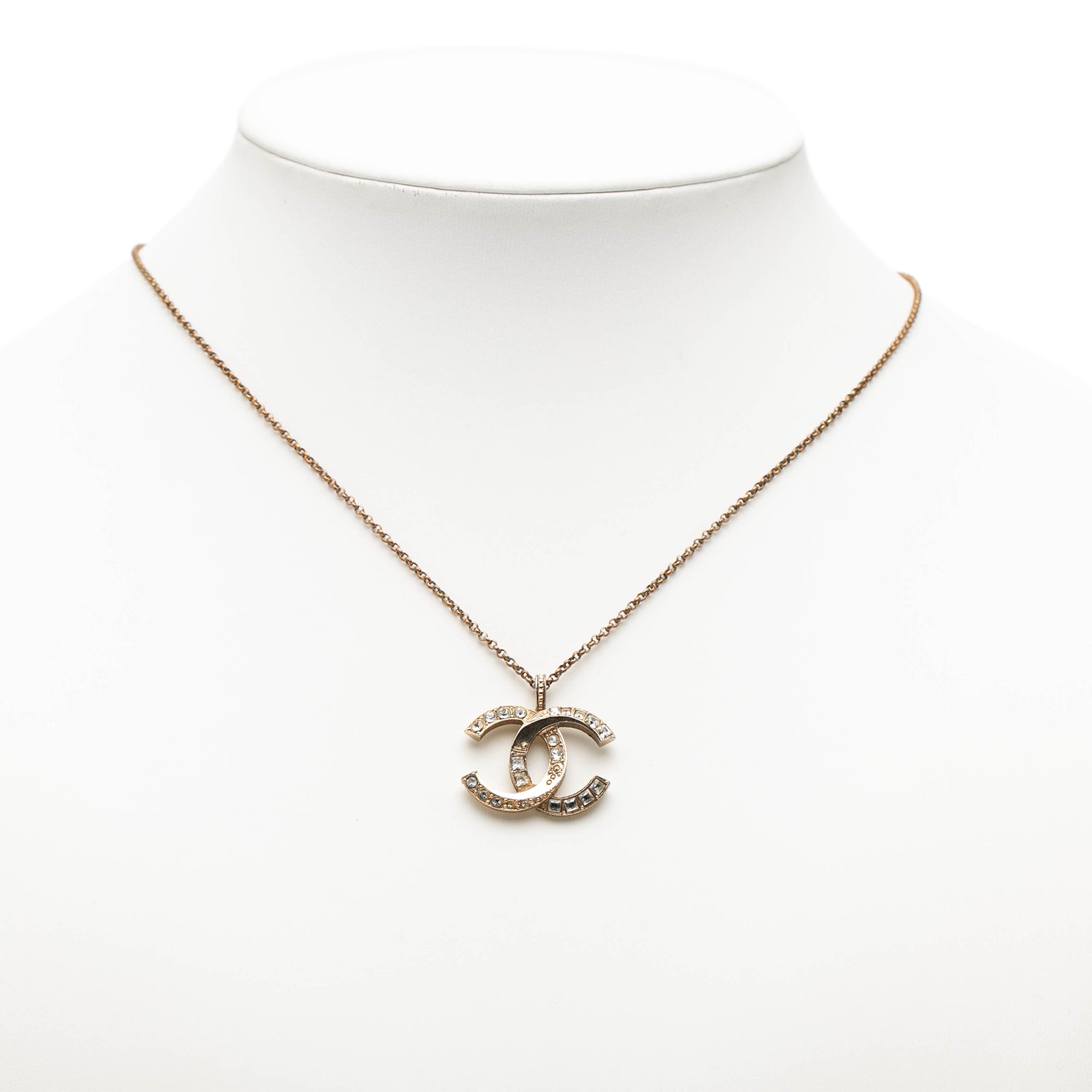 Gold Plated CC Crystal Pendant Necklace - Image 7