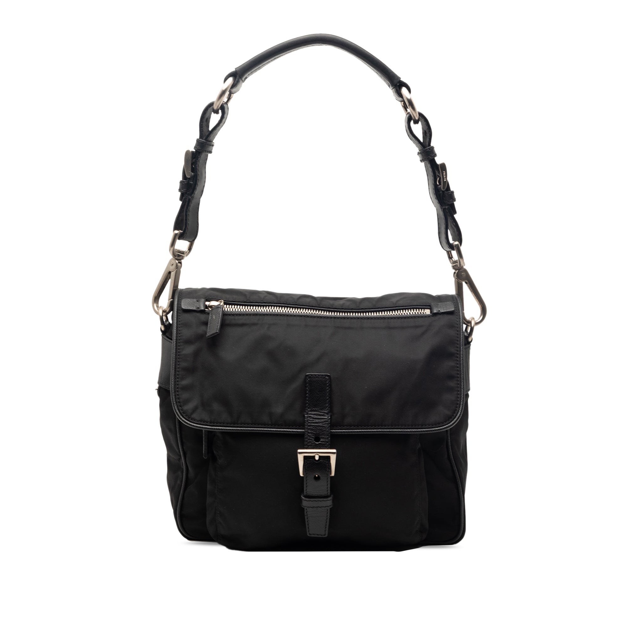 Saffiano Trimmed Tessuto Shoulder Bag - Image 1