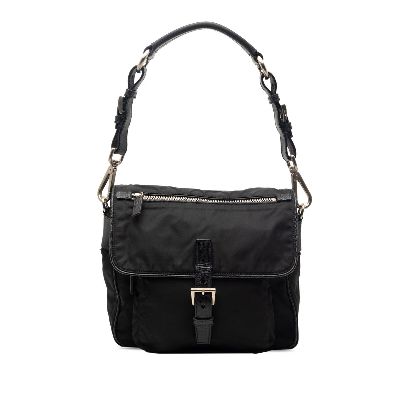 Saffiano Trimmed Tessuto Shoulder Bag - Image 1