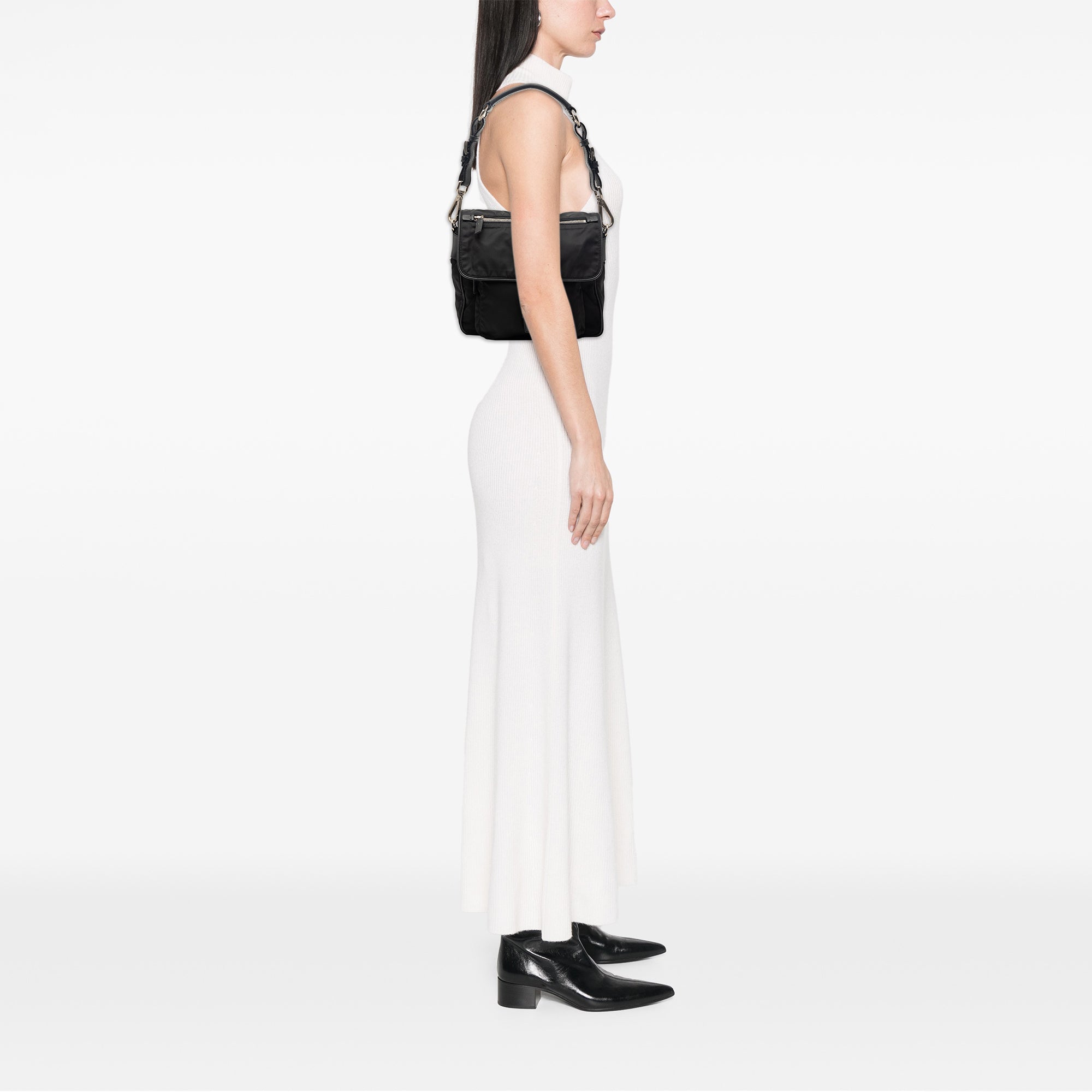 Saffiano Trimmed Tessuto Shoulder Bag - Image 6