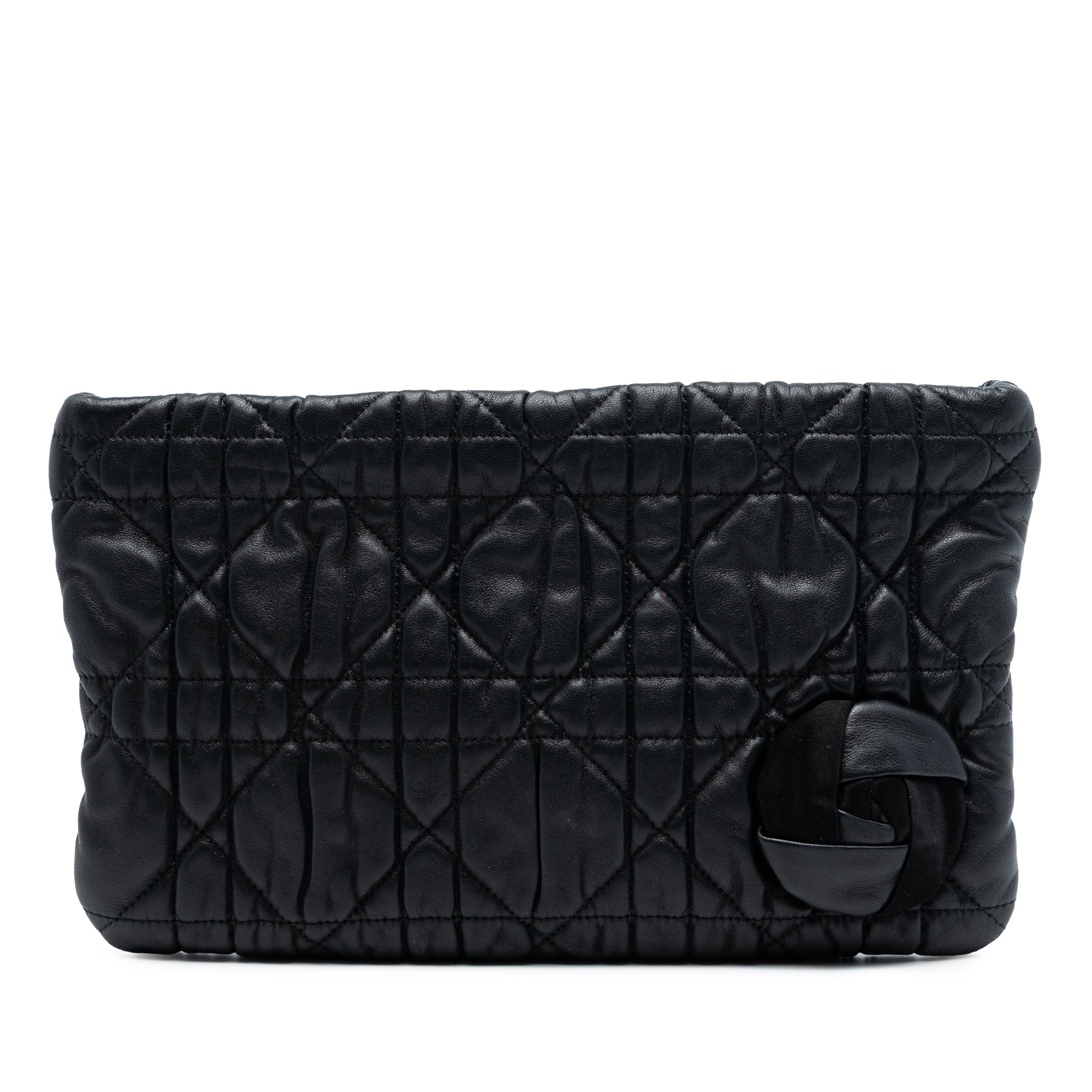 Calfskin Cannage Rose Clutch - Image 1