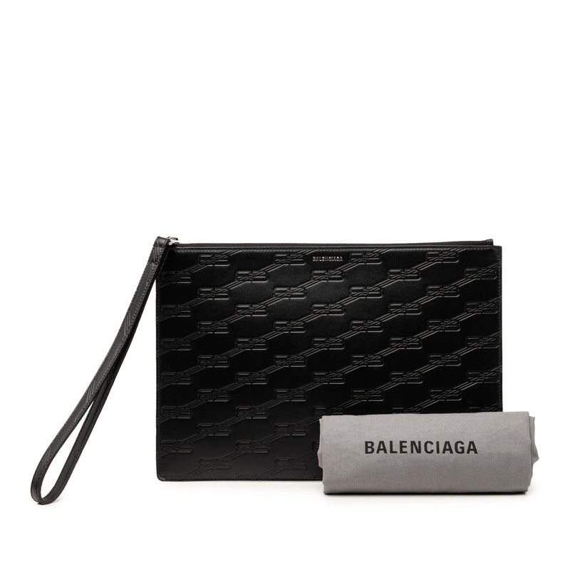 BB Monogram Embossed Leather Wristlet Clutch - Image 8