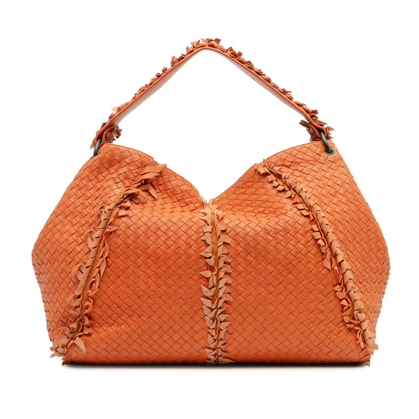 Large Nappa Intrecciato Franges Hobo - Image 1