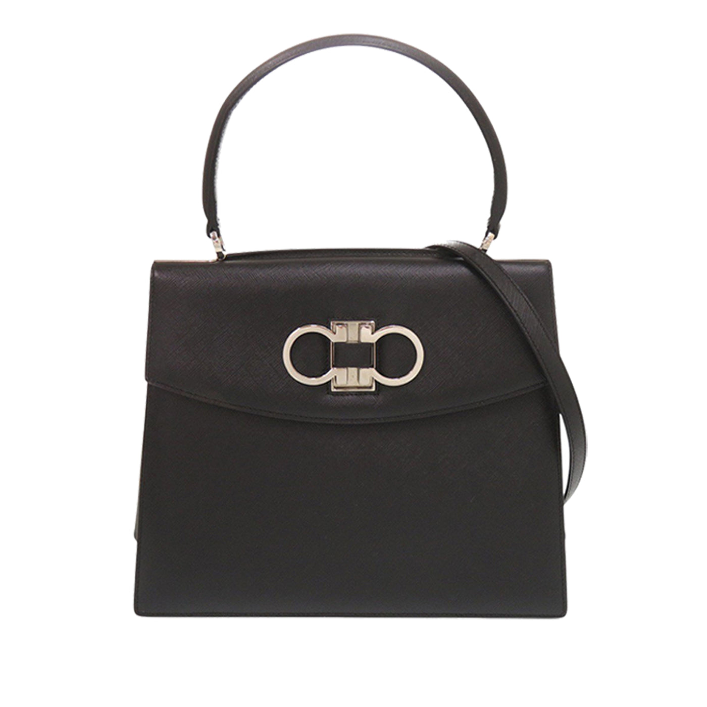 Leather Double Gancini Top Handle Bag - Image 1