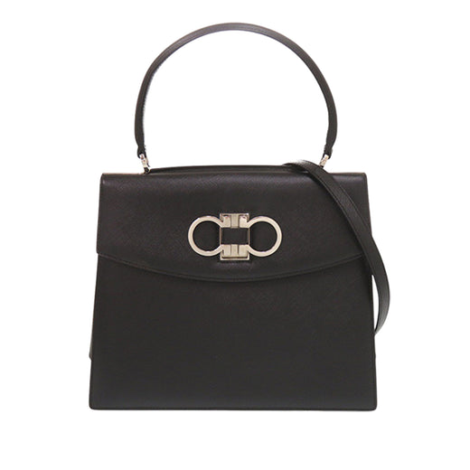 Leather Double Gancini Top Handle Bag - Image 1