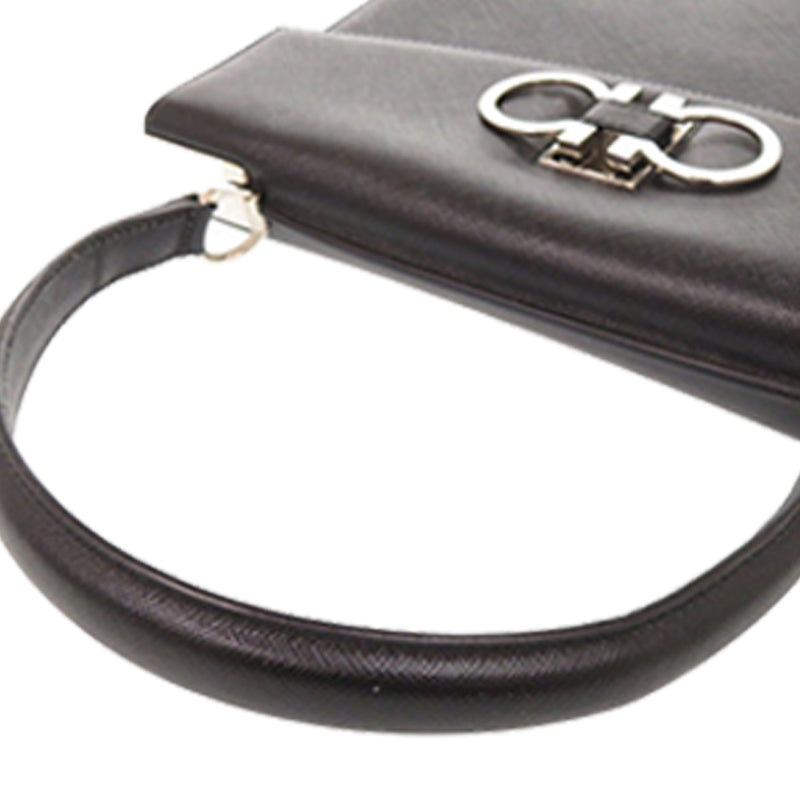 Leather Double Gancini Top Handle Bag - Image 11