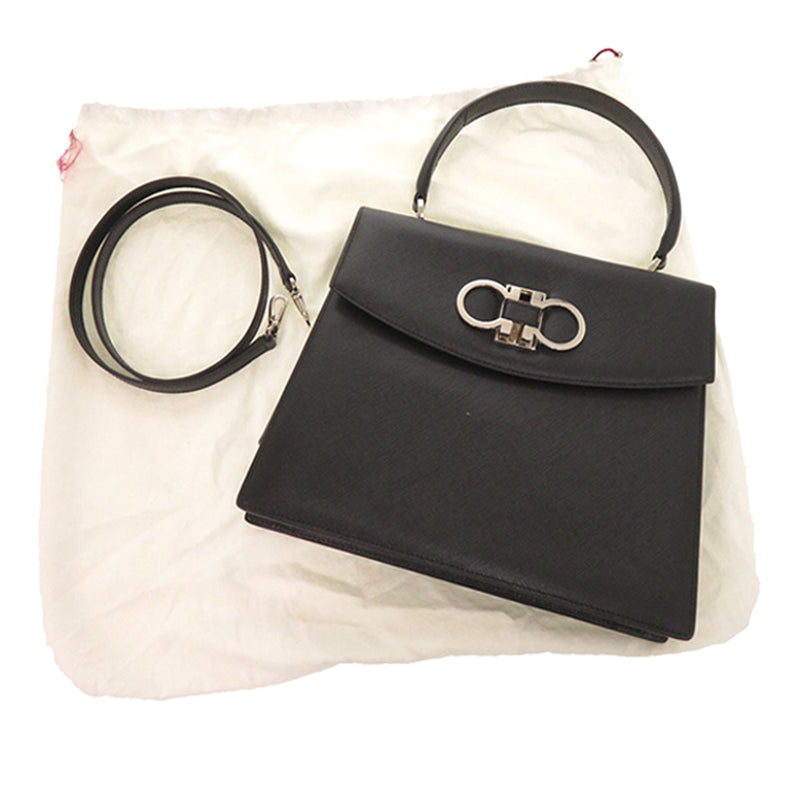 Leather Double Gancini Top Handle Bag - Image 28