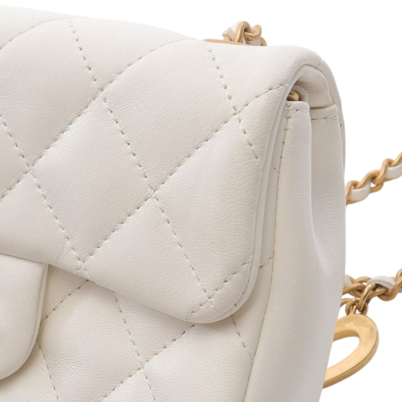 Mini Rectangular Quilted Lambskin Heart Charms Flap - Image 9