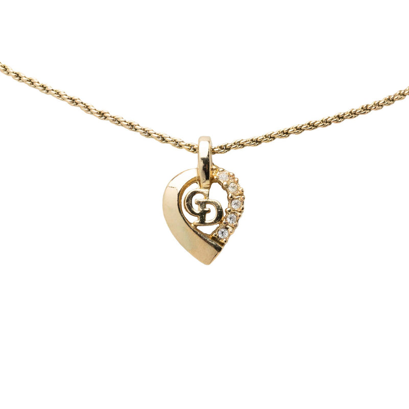 Gold Plated Strass CD Heart Pendant Necklace - Image 2