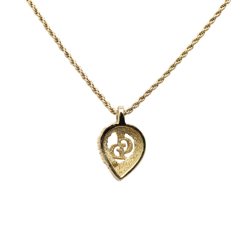 Gold Plated Strass CD Heart Pendant Necklace - Image 3