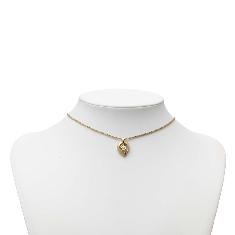 Gold Plated Strass CD Heart Pendant Necklace - Image 5