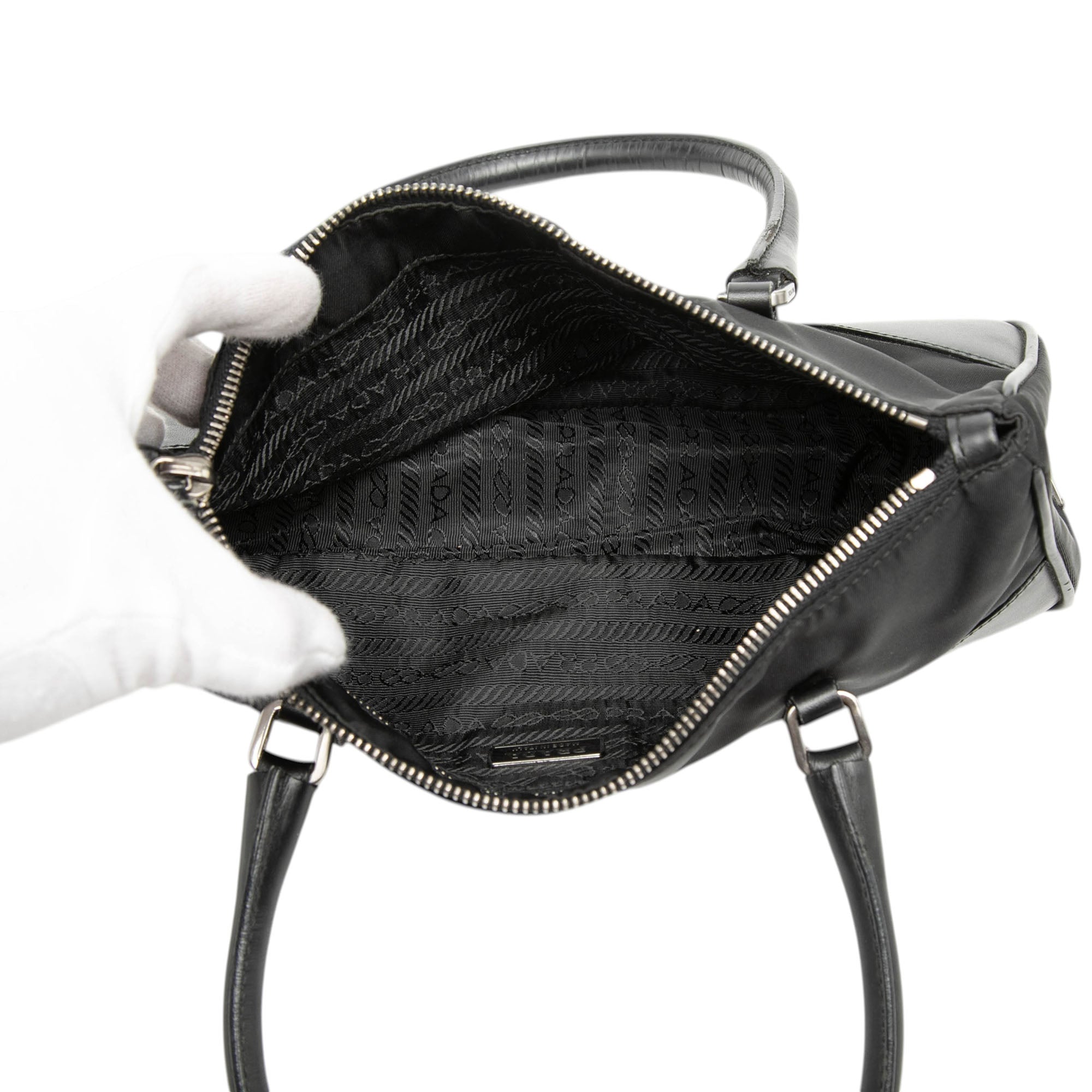 Vitello Trimmed Tessuto Handbag - Image 4
