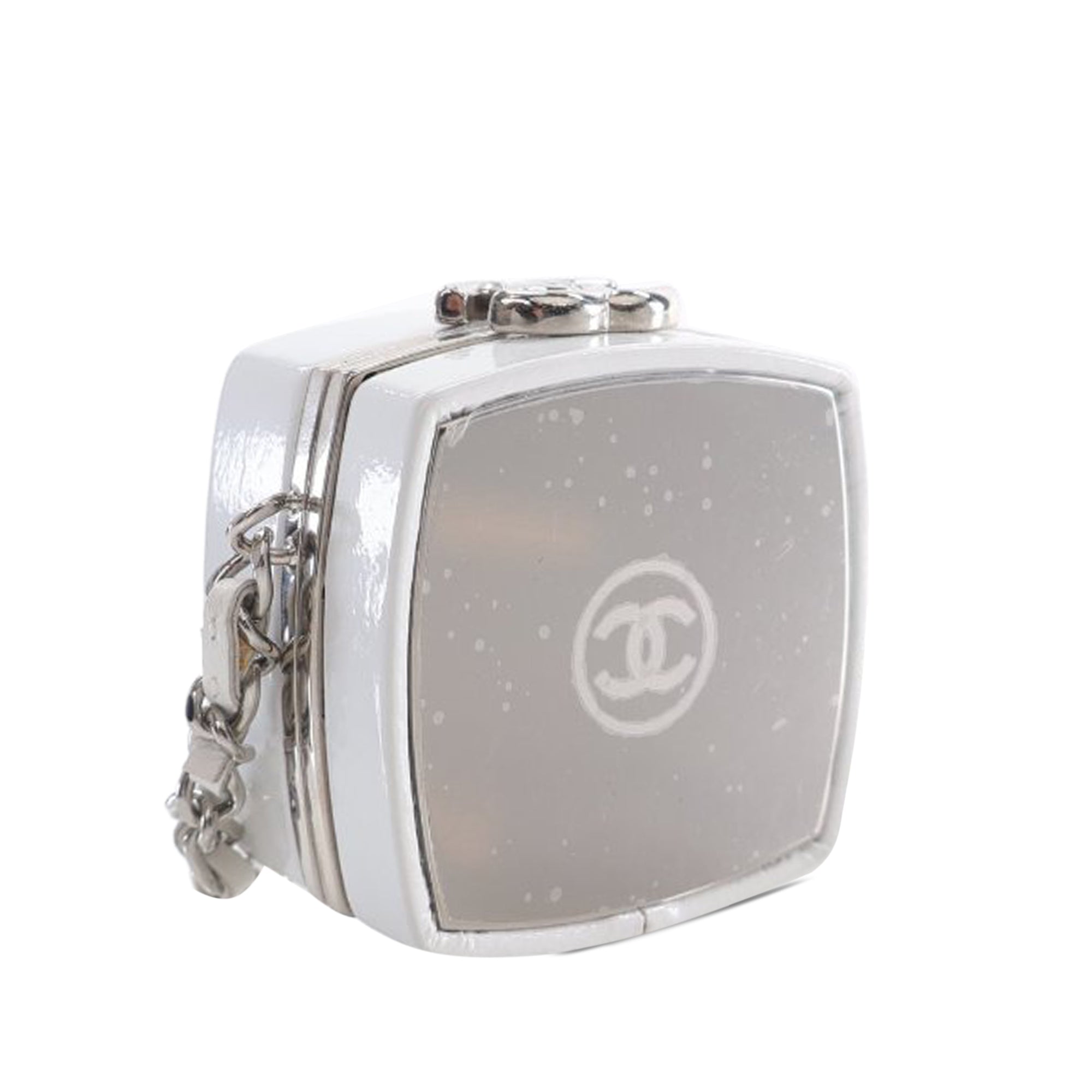 Patent Goatskin Make-Up Box Clutch With Chain - Image 2