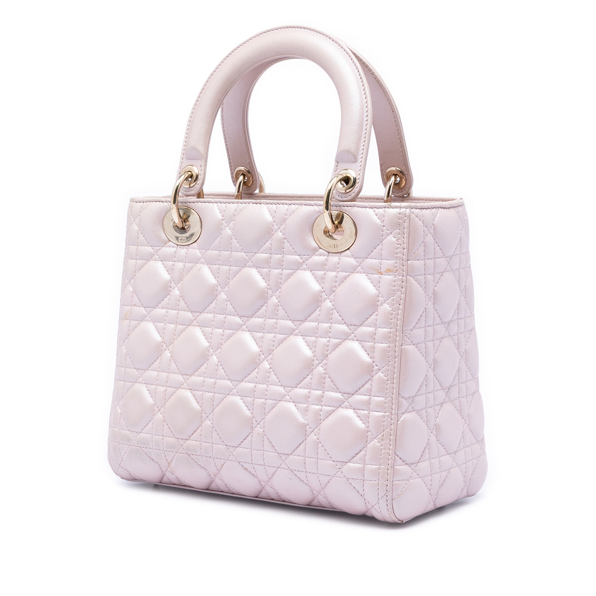 Medium Pearlescent Lambskin Cannage Lady Dior - Image 2