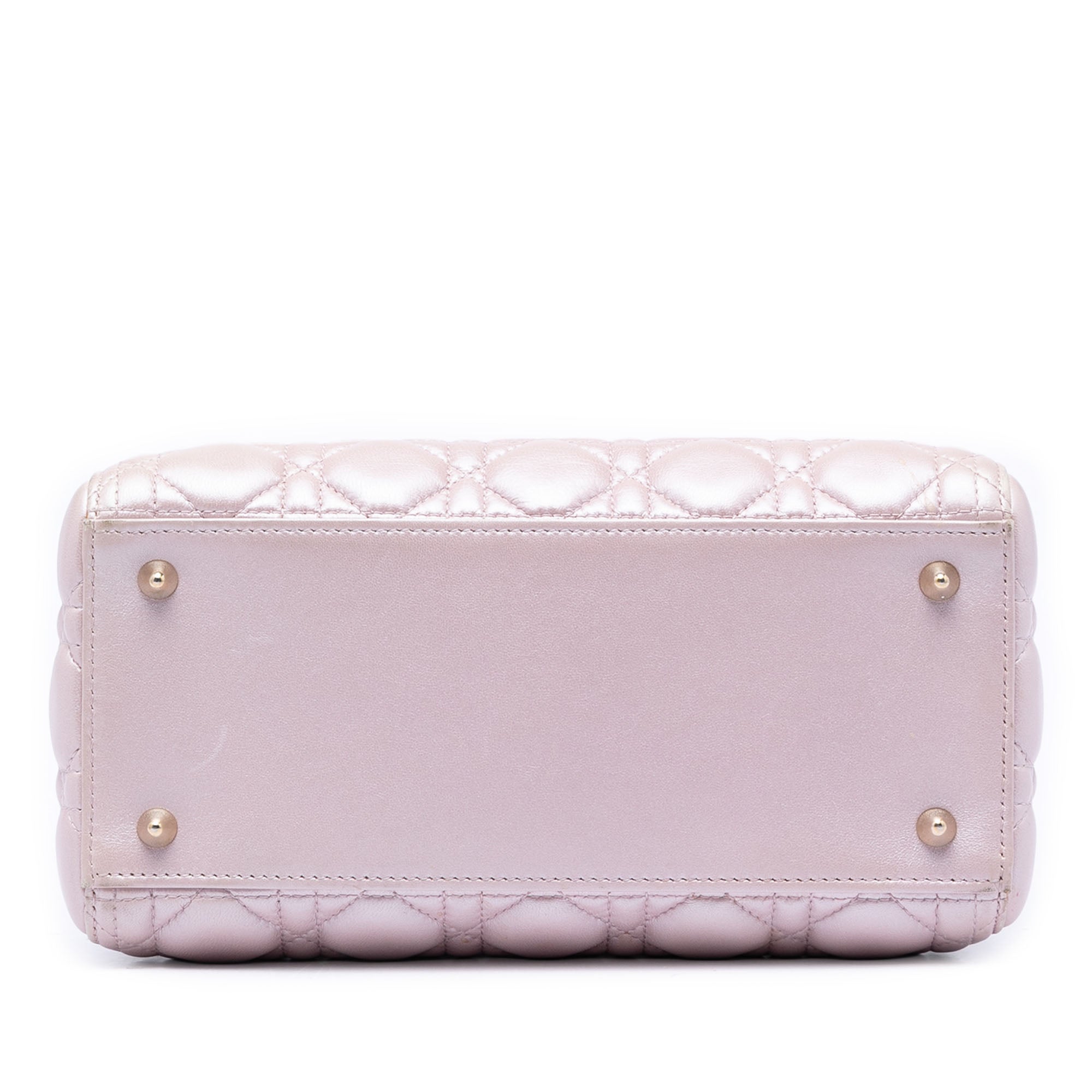 Medium Pearlescent Lambskin Cannage Lady Dior - Image 3