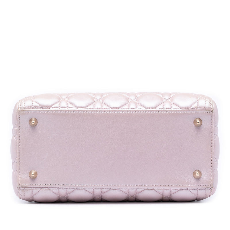 Medium Pearlescent Lambskin Cannage Lady Dior - Image 3