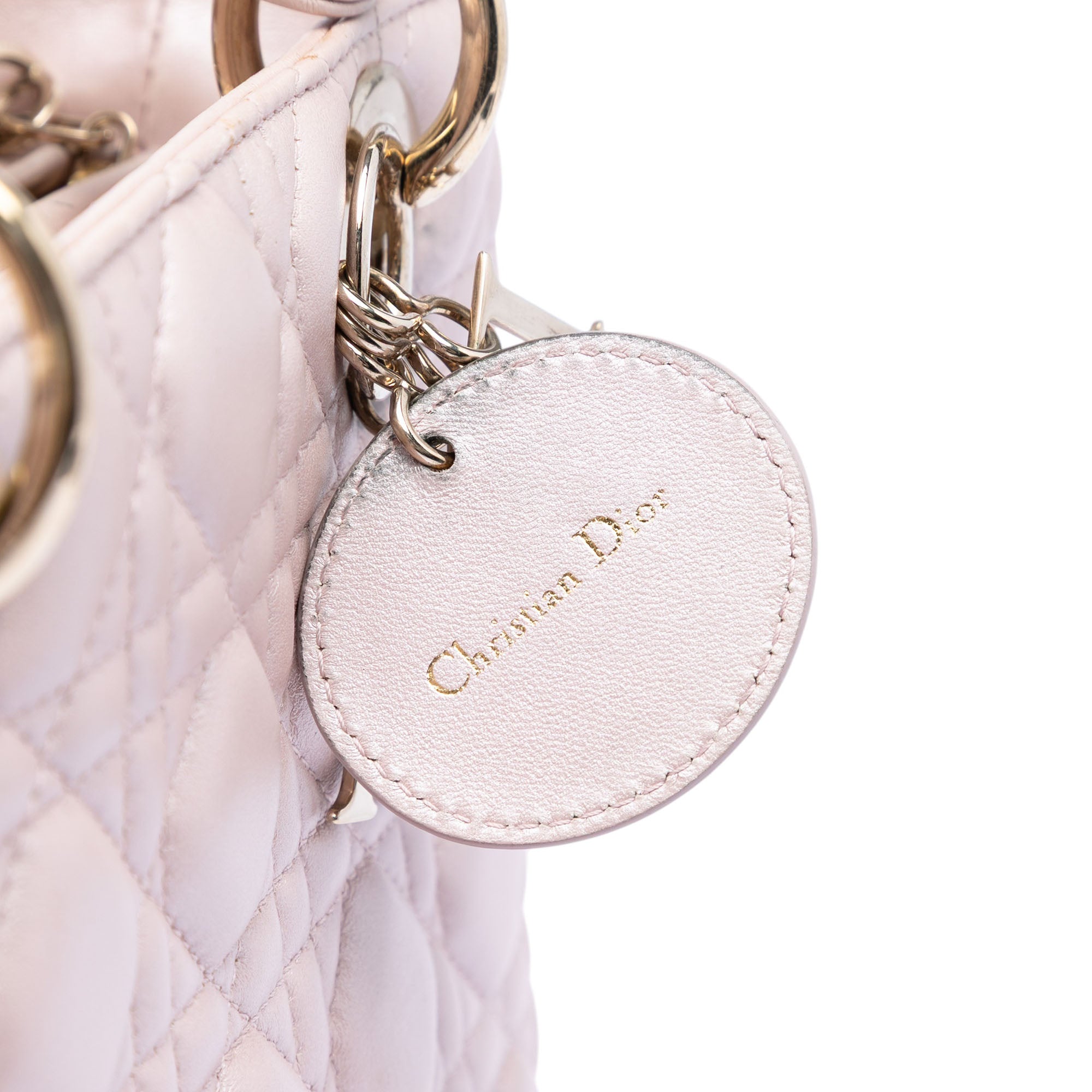 Medium Pearlescent Lambskin Cannage Lady Dior - Image 5
