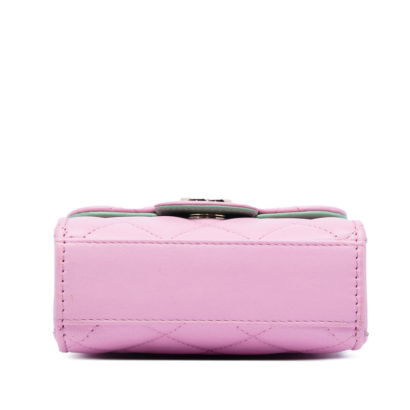Mini CC Quilted Lambskin Top Handle Clutch with Chain - Image 3