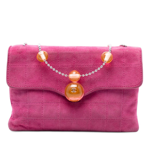 CC Choco Bar Suede Beaded Chain Flap - Image 1