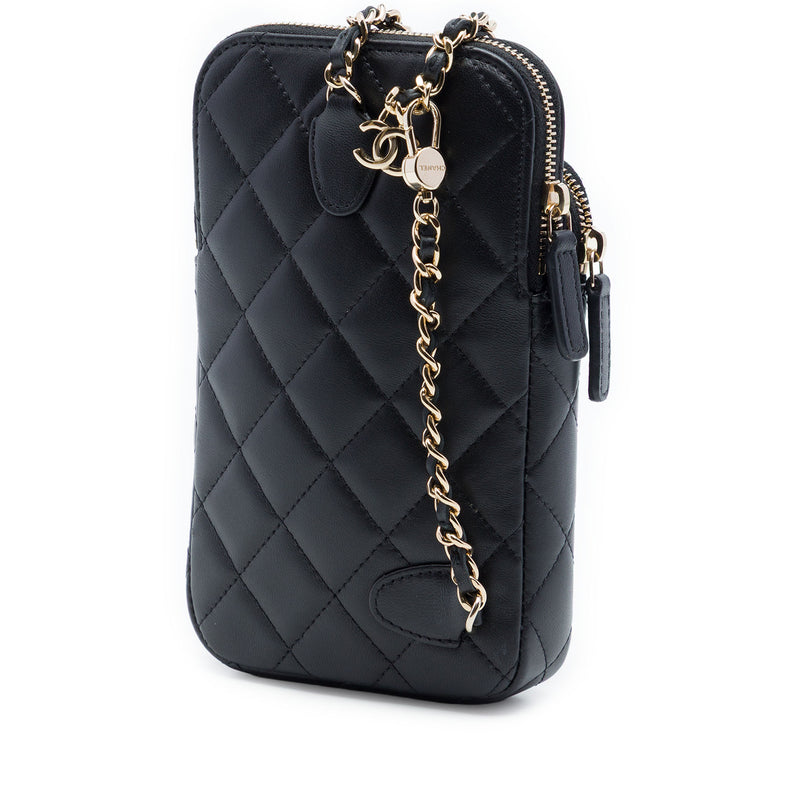 CC Quilted Lambskin Phone Holder With Chain - Image 2