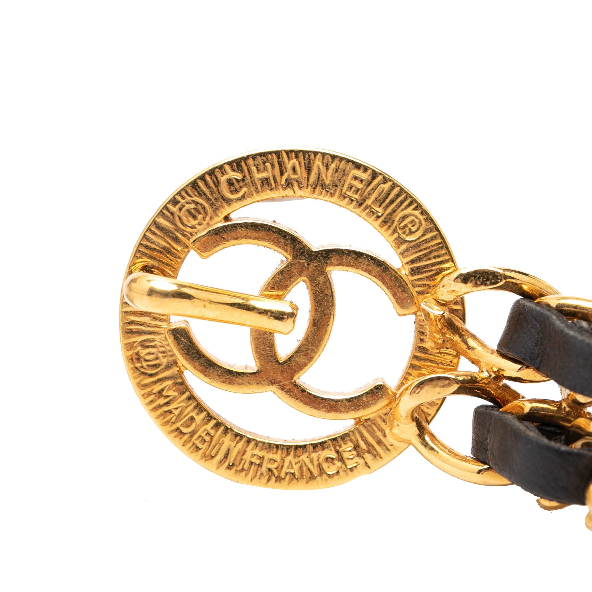 Gold Plated Leather Woven Double Chain Belt - Image 2
