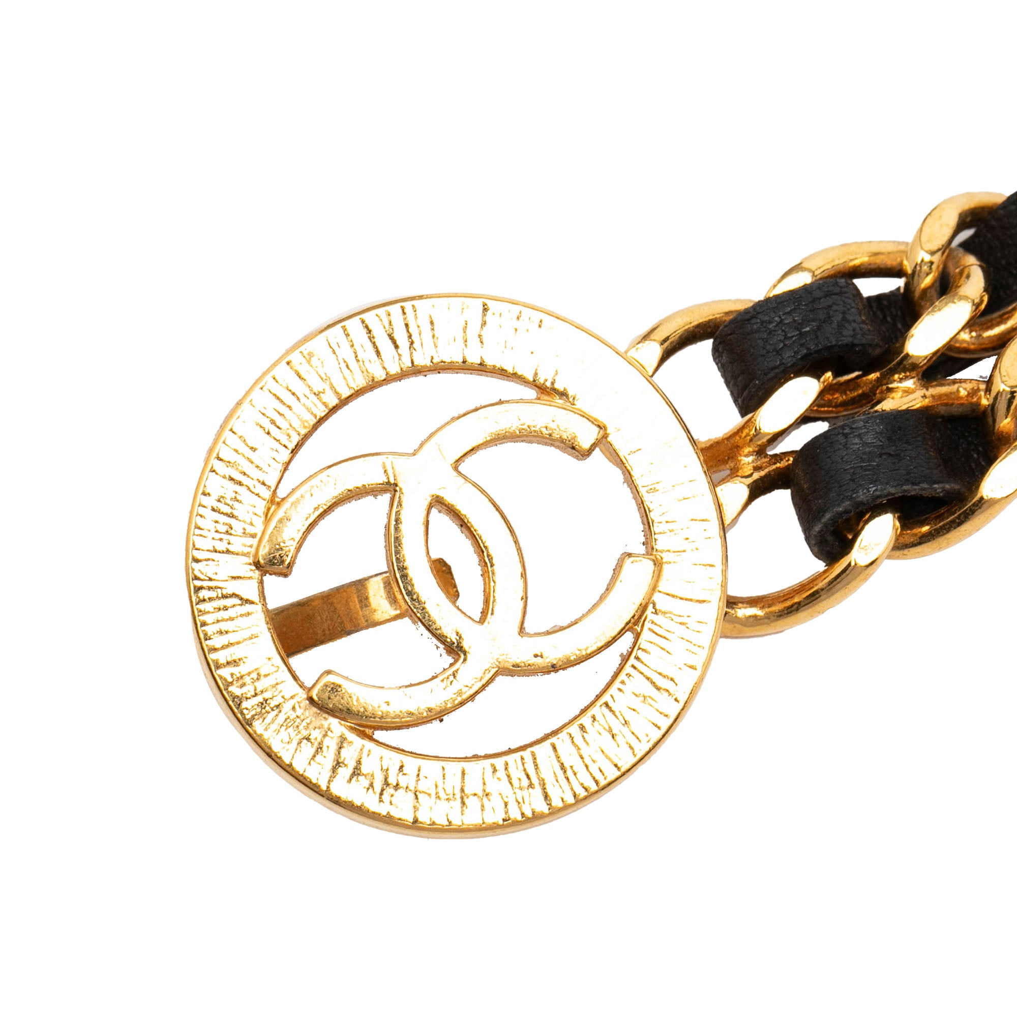 Gold Plated Leather Woven Double Chain Belt - Image 3