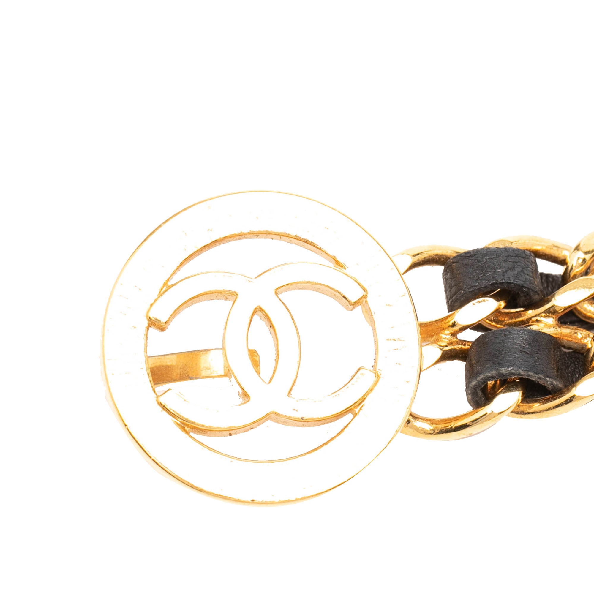 Gold Plated Leather Woven Double Chain Belt - Image 4