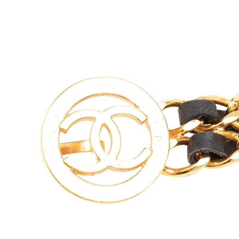 Gold Plated Leather Woven Double Chain Belt - Image 4