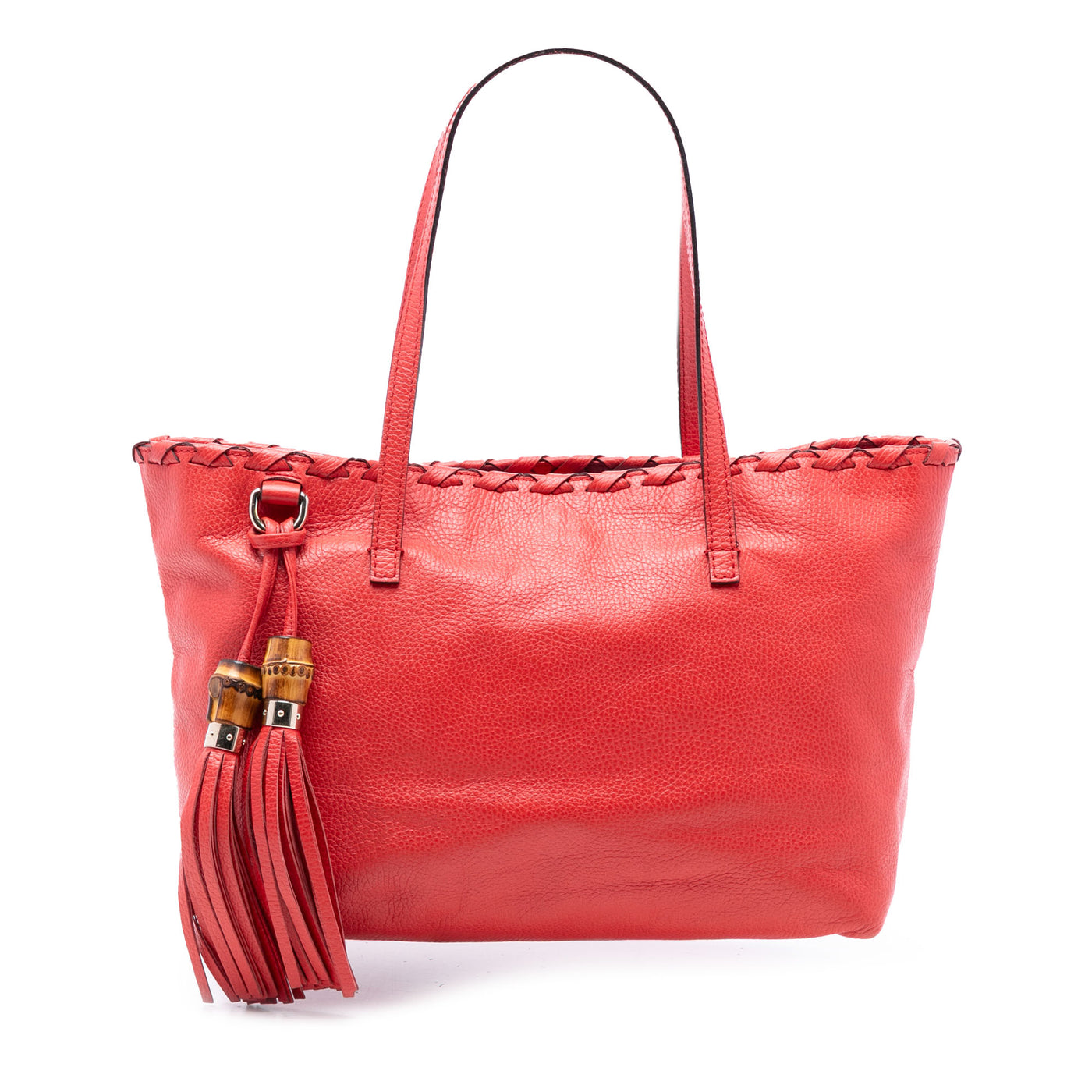 Leather Bamboo Tassel Tote - Image 1