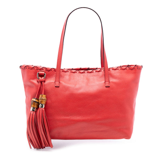 Leather Bamboo Tassel Tote - Image 1