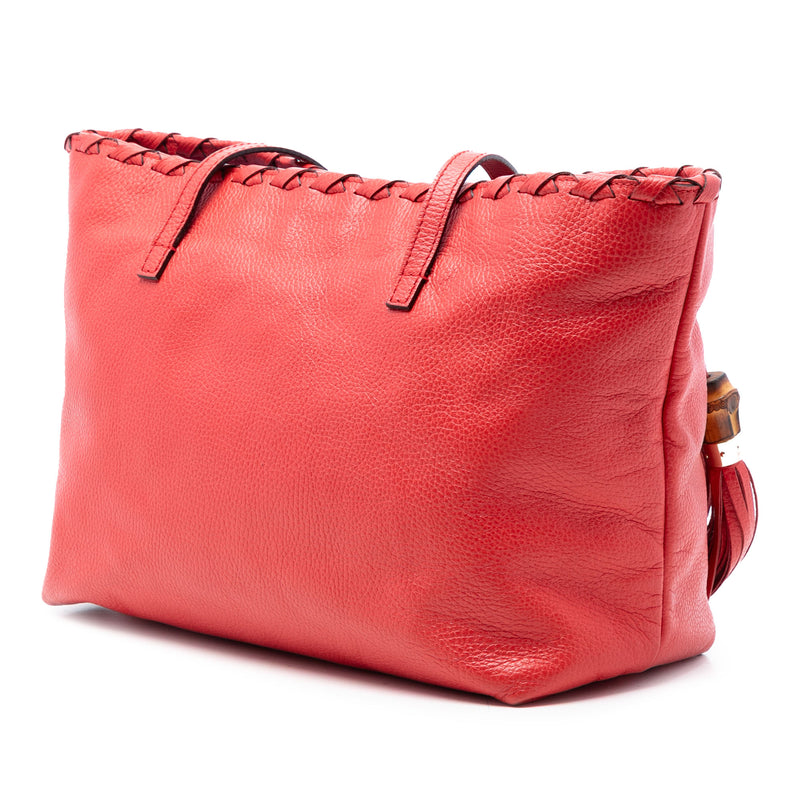 Leather Bamboo Tassel Tote - Image 2
