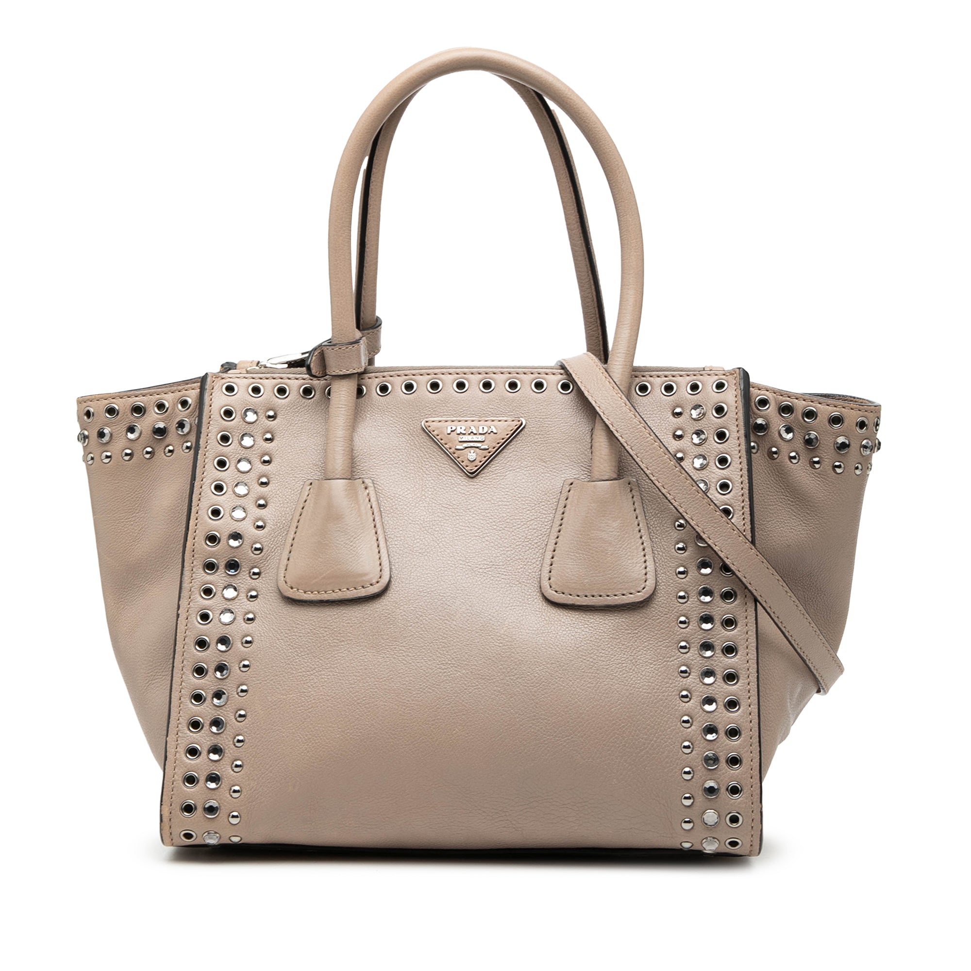 Glace Calf Studded Twin Pocket Satchel - Image 1