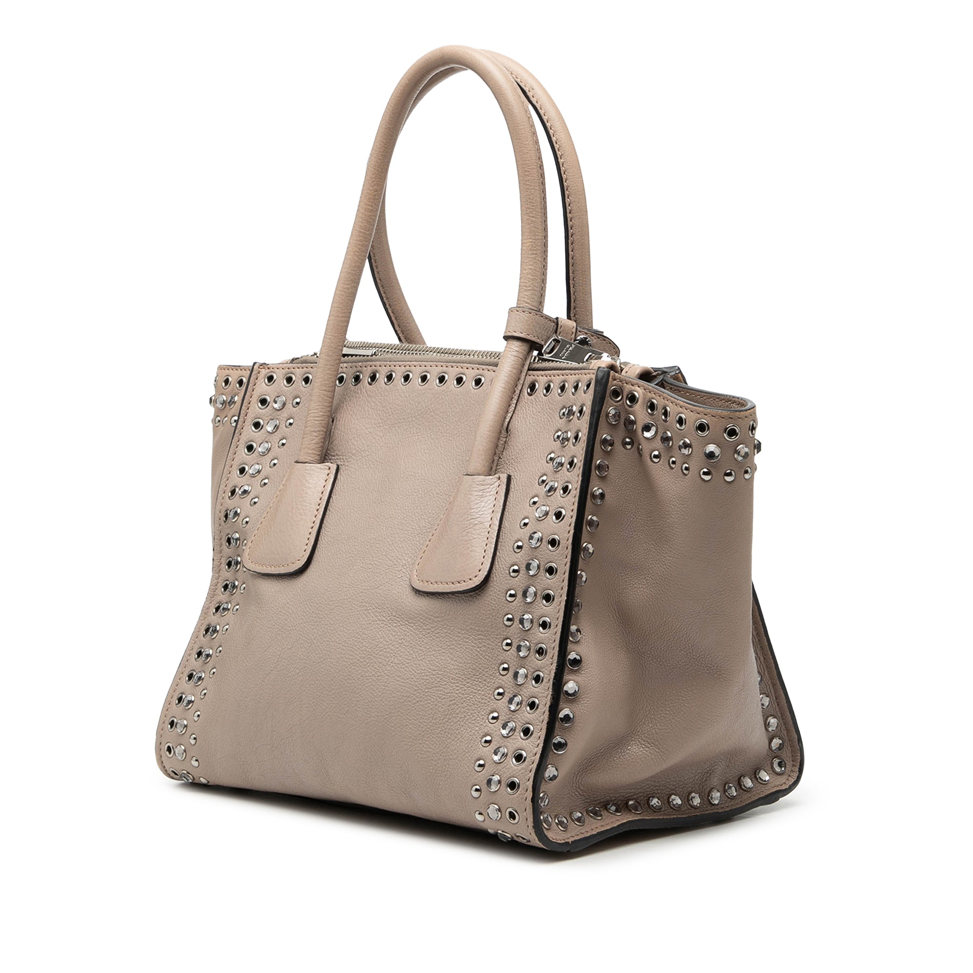 Glace Calf Studded Twin Pocket Satchel - Image 2