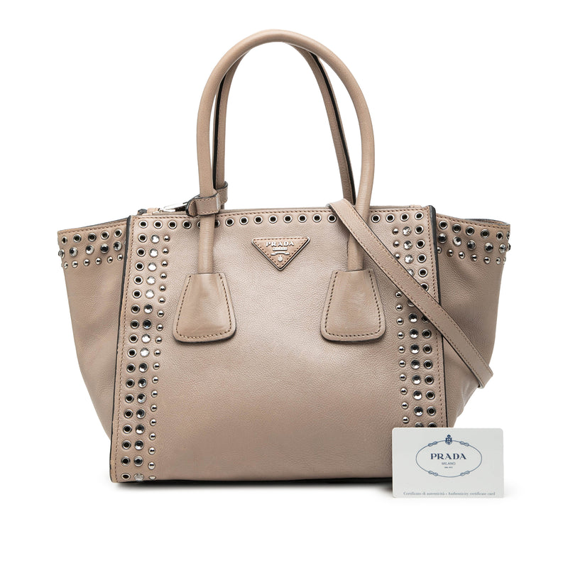 Glace Calf Studded Twin Pocket Satchel - Image 7