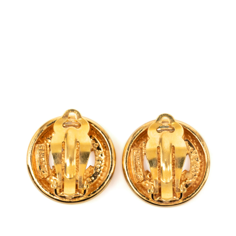 CC Gold Plated Button Clip On Earrings - Image 2