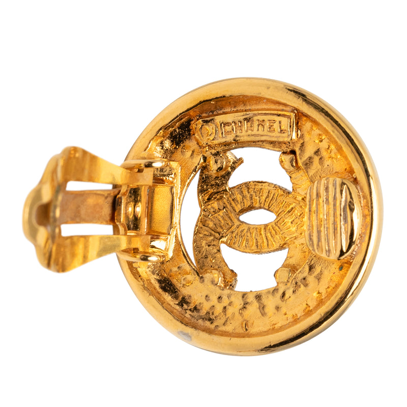 CC Gold Plated Button Clip On Earrings - Image 3