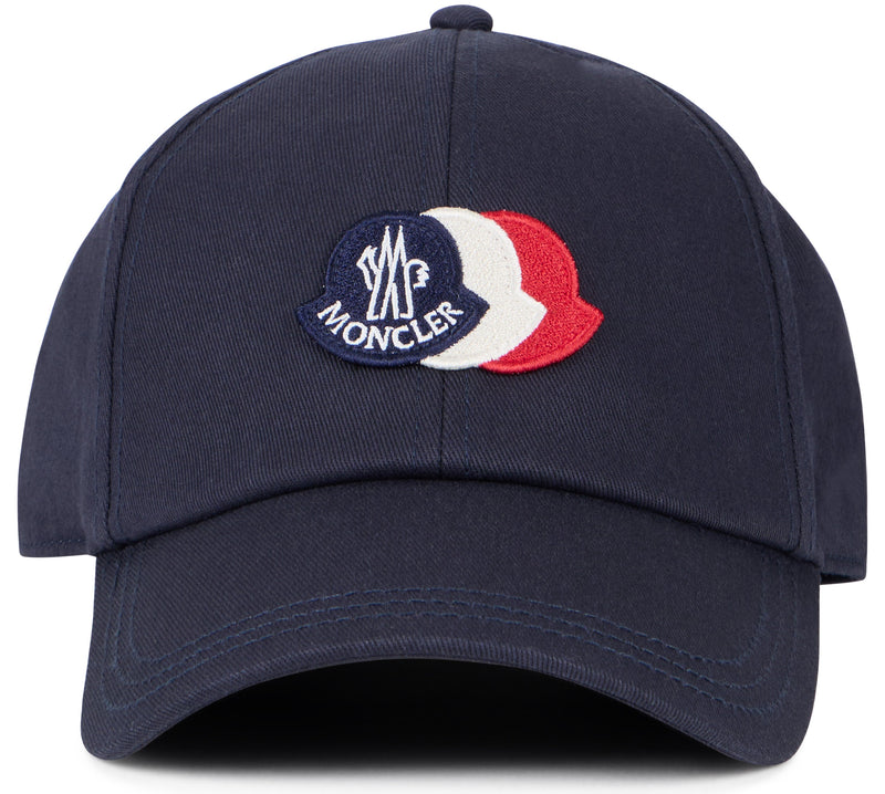 Moncler L10913b00051 Logo-Embroidered Cotton Baseball Cap — Navy Caps
