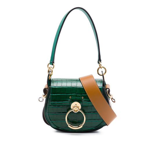 Small Croc Embossed Leather Tess Satchel - Image 1