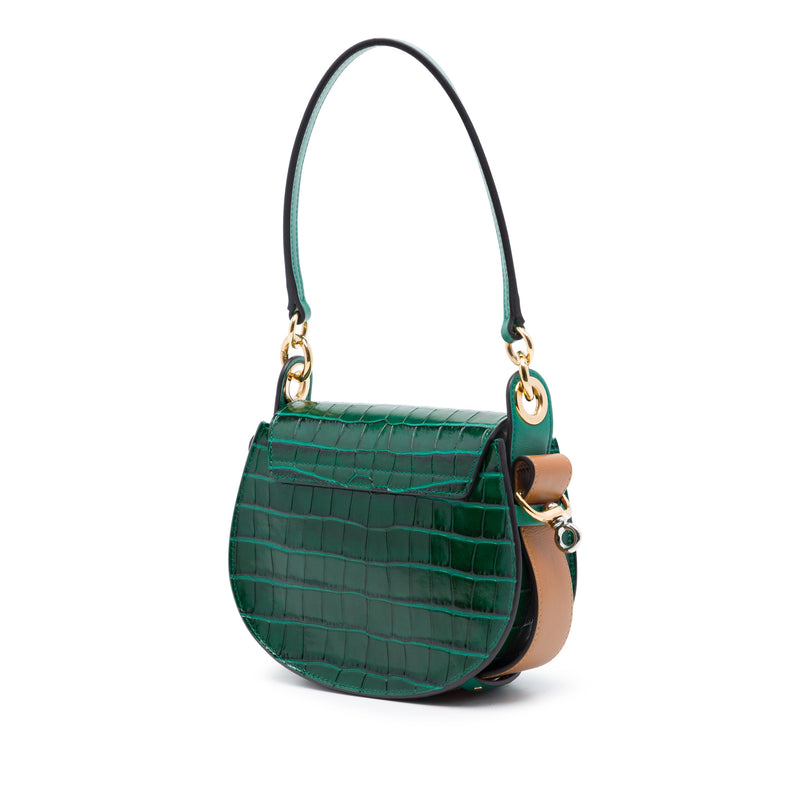 Small Croc Embossed Leather Tess Satchel - Image 2