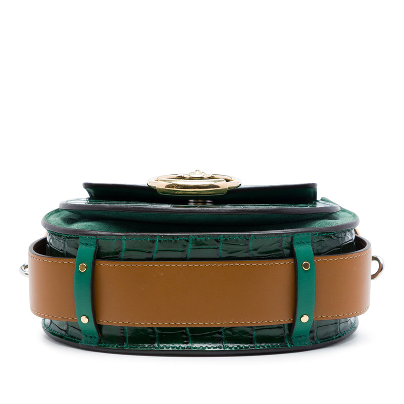 Small Croc Embossed Leather Tess Satchel - Image 3