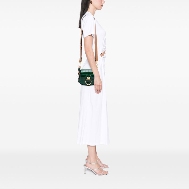 Small Croc Embossed Leather Tess Satchel - Image 6