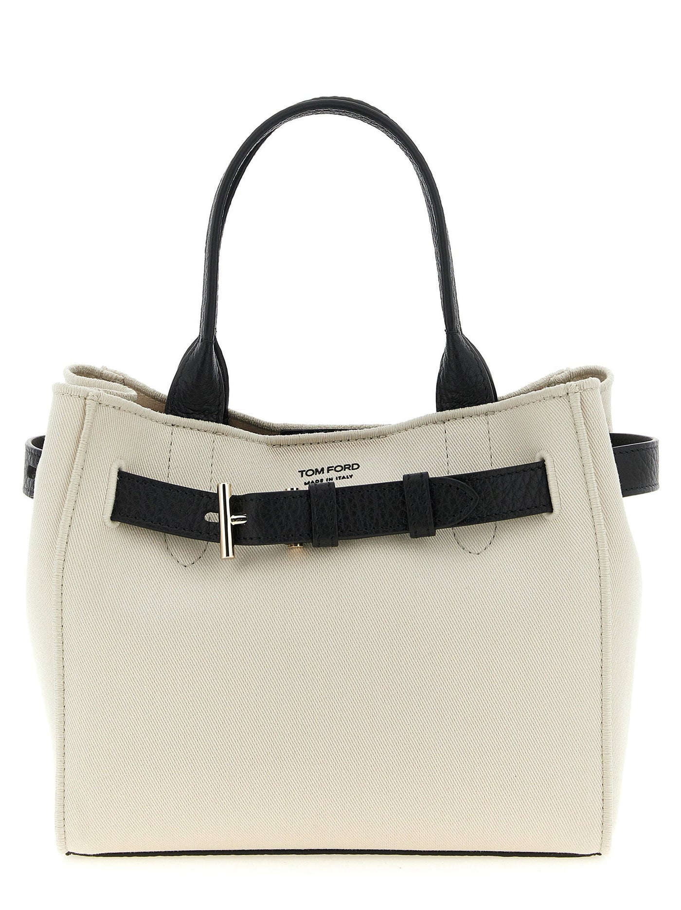 Tom Ford Audrey Top Handle Bag — Cream Canvas And Hammered Leather
