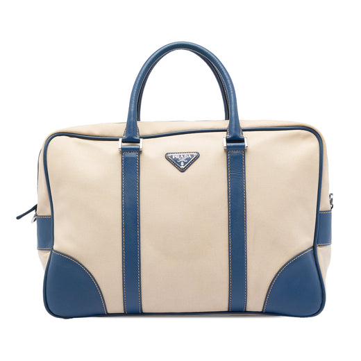 Saffiano Trimmed Canvas Briefcase - Image 1