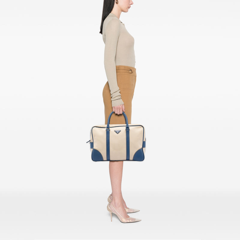 Saffiano Trimmed Canvas Briefcase - Image 6